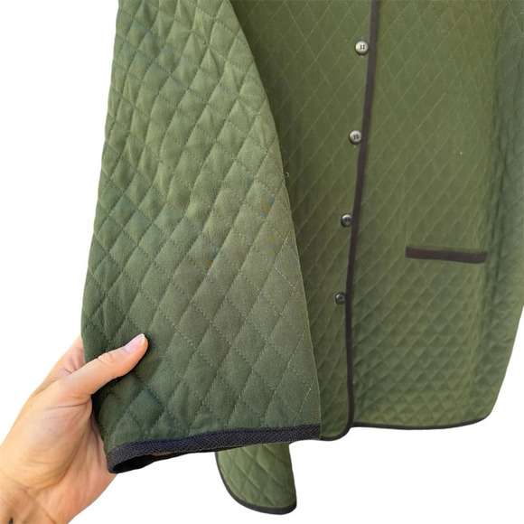 Diane Von Furstenberg Vintage Silk Assets Quilted Jacket Coat Green Medium Vtg - Picture 4 of 11